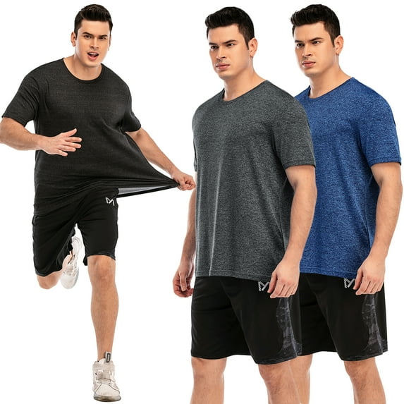 Men's Cool Dry Short Sleeve Compression Shirts Sports Baselayer T-Shirts Tops Athletic Workout Shirt For Running Baseball Basketball Soccer Football