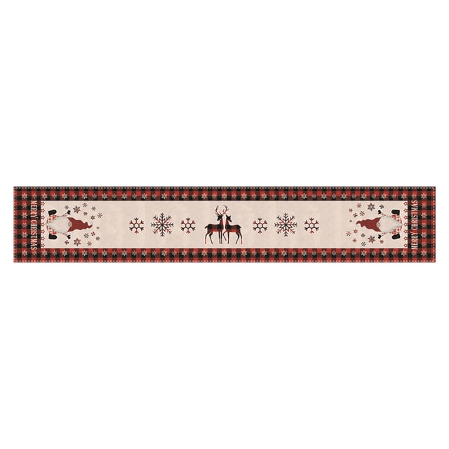pdqouc Bobasndm Christmas Table Runner with Black Red Plaid Border and Christmas Trees Pattern Thick and Christmas Table Runner for Christmas Dining Table Decorations 72 X 12.9 inch