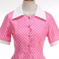 thumbnail image 4 of FRSASU Women's Notch Lapel Vintage Short Sleeve Cocktail Swing Dress Polka Dot 1950s Rockabilly Prom Midi Dress Pink, 4 of 8