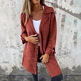 thumbnail image 3 of CILENON Women's Autumn Solid Color Flip Tie Pocket Single Breasted Mid Length Long Sleeved Jacket Womens Coats(Red2,XXXL), 3 of 5