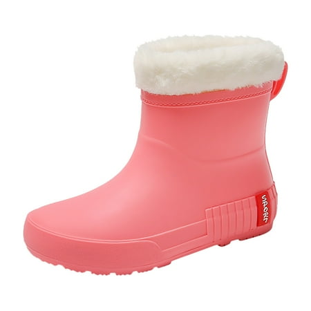 

Qufokar Women S Thigh High Boots Wide Calf Tan Boots for Women Mid Calf Mid Barrel Rain Boots Student Warm Waterproof Non Slip Wear Plus Velvet Water Shoes Rubber Shoes