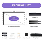 Florascent 150 Projector Screen with Stand, 16:9 4K HD Portable Outdoor Projector Movie Screen for Home Backyard Theater