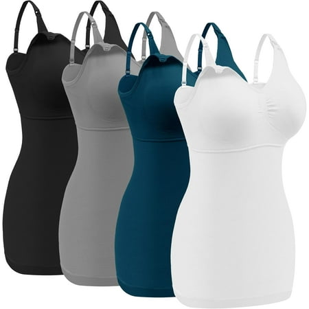 3 Pack Maternity Nursing Tank Tops for Breastfeeding Womens Nursing Maternity Cami Built in Bra Sleep Bra XXL