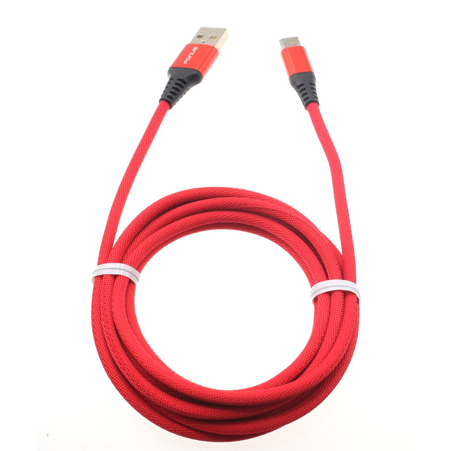 Type-C Red 6ft USB-C Cable for Motorola Moto G Pure - Charger Cord Power Wire Long Braided Fast Charge Sync High Speed R8G Compatible With Motorola Moto G Pure Phone