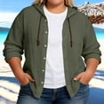 thumbnail image 3 of Craaazy Oversize Button Down Shirt for Women Casual Solid Color Loose Long Sleeve Drawstring Hooded Daily Clothes Gifts, 3 of 7