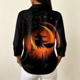 thumbnail image 4 of Garbnen Halloween Polo Shirt for Women Funny Ghost Pumpkin Candy Women Golf Shirts Fall Winter 3/4 Length Sleeve Womens Pullover Black S, 4 of 4