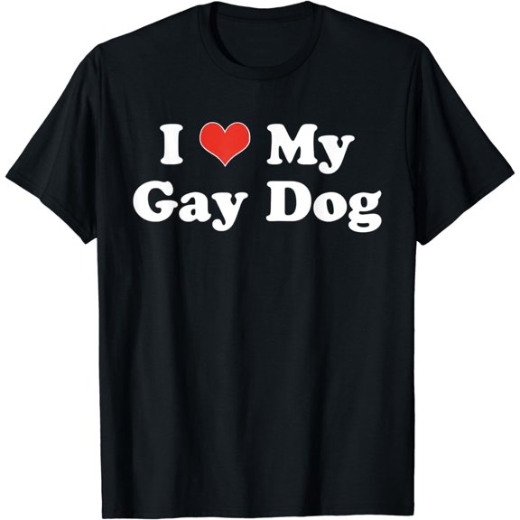 I Love My Gay Dog Heart Funny LGBT Pet Pride Proud Parent T-Shirt
