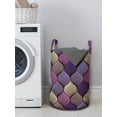 thumbnail image 3 of Colorful Laundry Bag, Abstract Braid Design in Purple and Beige Shades Intricate Curves and Lines Doodle, Basket with Handles Drawstring Closure for Laundromats, 13" x 19", Multicolor, by Ambesonne, 3 of 4