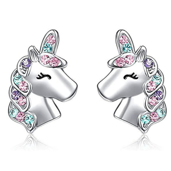 Newly Silver Unicorn Stud Earrings For Little Girls Hypoallergenic Unicorn Lovely Gifts For Daughter Birthday Party unicorn