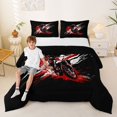 thumbnail image 2 of Castle Fairy Graffiti Dirt Bike Full Size Comforter Sets 3 Pieces for Kids, Red Splash Design Bedding Sets for Bedroom, Red Black,Black Reversible, 2 of 6