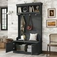 thumbnail image 2 of S-HOME Stylish 4-in-1 Hall Tree Featuring Hooks And Shoe Bench,  For Hallway Storage Solutions, Black, 2 of 13