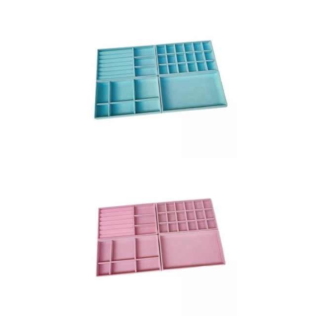 4 Uds Bandejas De Joyería Organizador Multiusos Ahorro De Espacio Para Anillo Azul+4 Uds Bandejas De Joyería Organizador Multiusos Ahorro De Espacio Para Anillo Rosa Sunnimix none