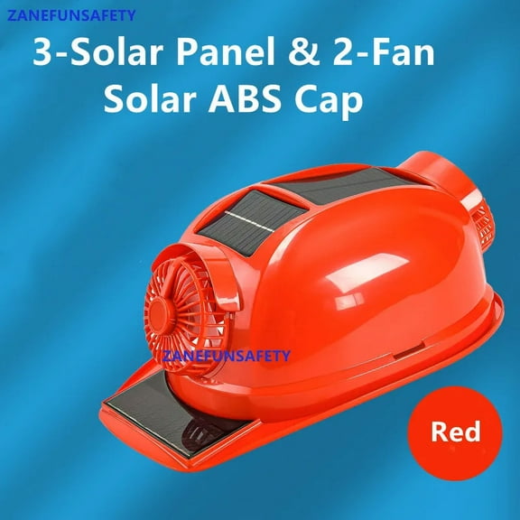 Helmet with 3 Solar Panels and 2 Big Fans, Outdoor Work Helmet, Solar ABS Hard Cap, Waterproof ABS Hard Hat, Solar Fan Helmet