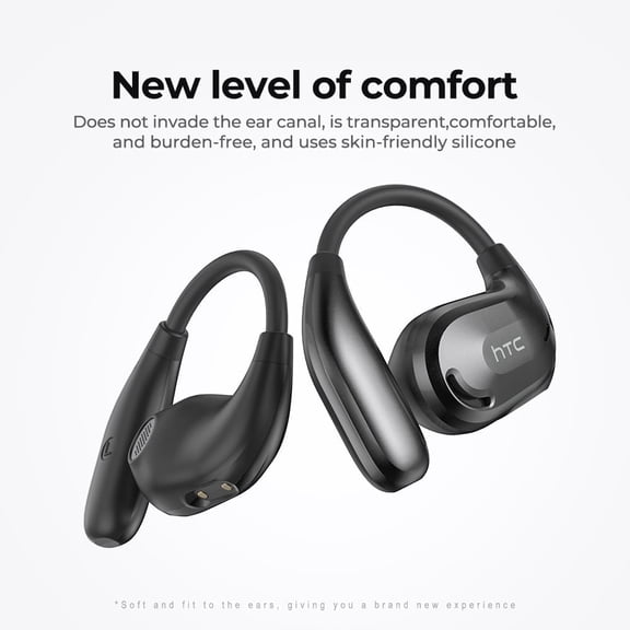 Bluetooth 6.0 Wireless Open-Ear Headphones, AI Translator, Noise-Cancelling Earbuds, 130  Languages, 24H Playtime, Black