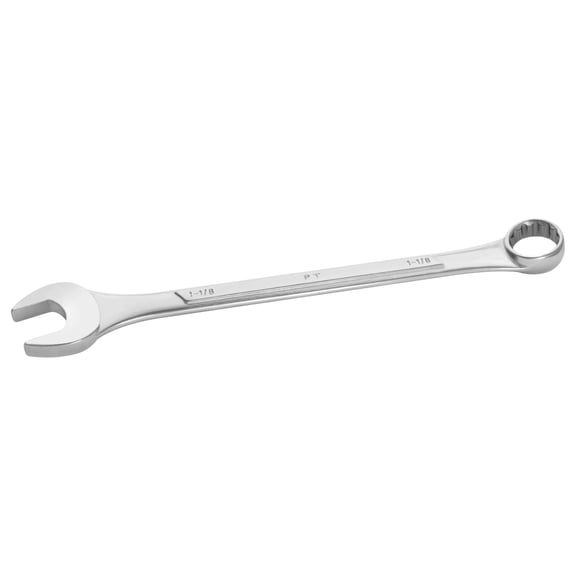 Performance Tool W334C 1-1/8 in. Combination Wrench, Drop-Forged Chrome Alloy Steel, Satin Chrome Finish, Rounded Box End