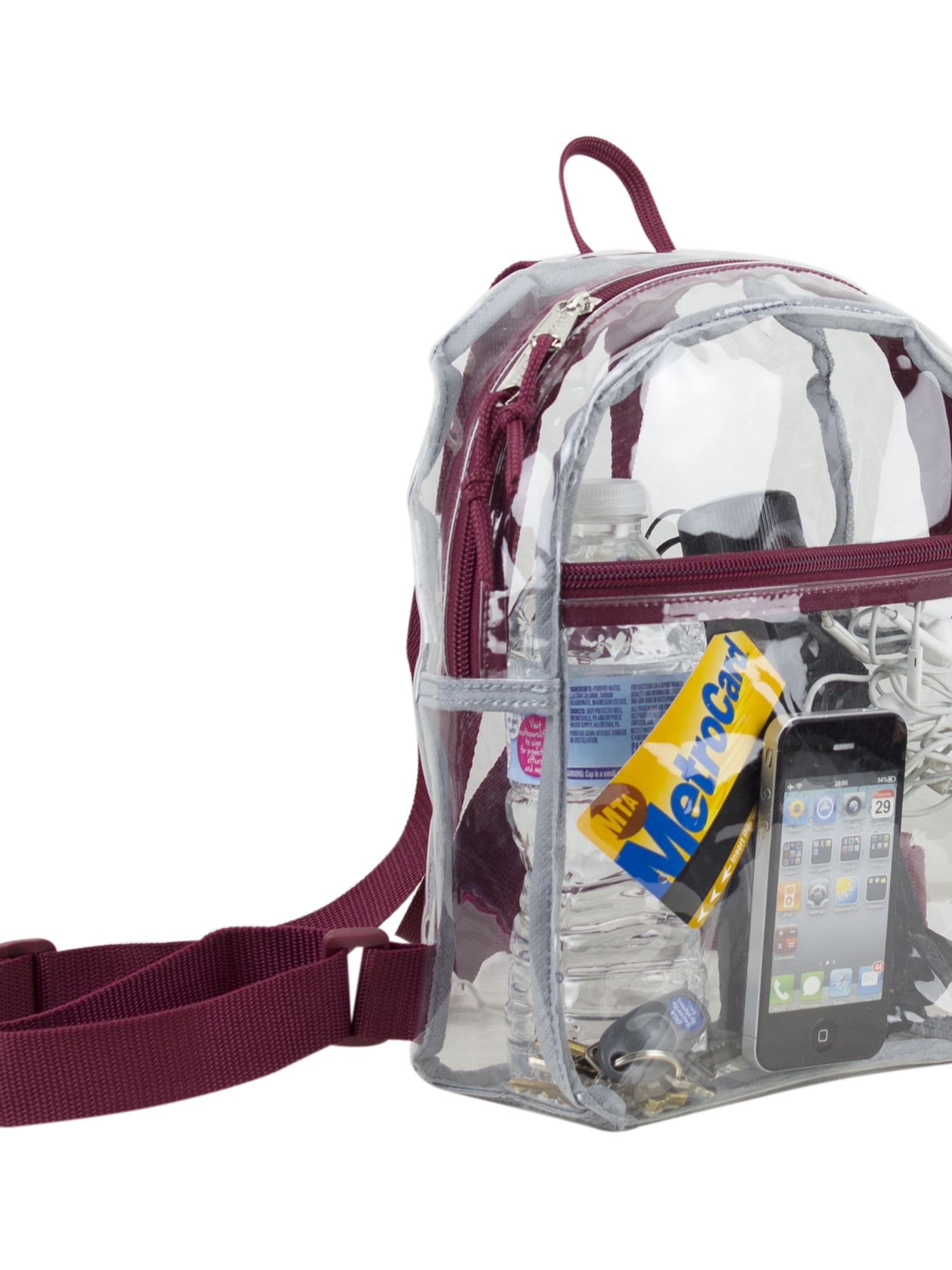 Eastsport Unisex Clear Mini Backpack, Burgundy