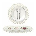 thumbnail image 3 of 1 pcs Embroidered Lace Cutout Round Tablecloth Placemat Vase Mat, Cotton, Linen, 30cm Round Diameter -, 3 of 5