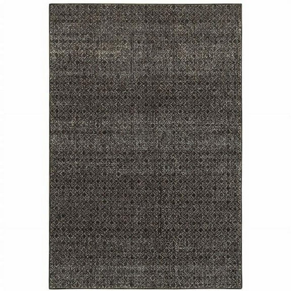 9 x 12 ft. Charcoal Gray & Brown Geometric Power Loom Stain Resistant Rectangle Area Rug - Gray - 9 x 12 ft.