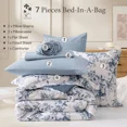 thumbnail image 2 of Amberspace Botanical Flowers Design 7-piece Bed in a Bag Comforter Set with Sheets,Grey Blue,Queen, 2 of 8