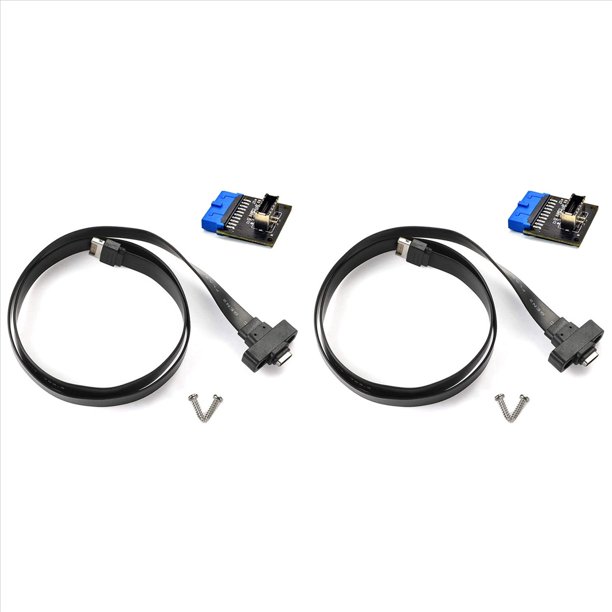 2X Cable de Extensión de Cabezal de Panel Frontal Usb 3.1 Tipo C de 50 Cm, Cable Usb 3.1 Tipo e una Usb 3.1 Tipo C, Cable Gen 2 de 10 Gbps