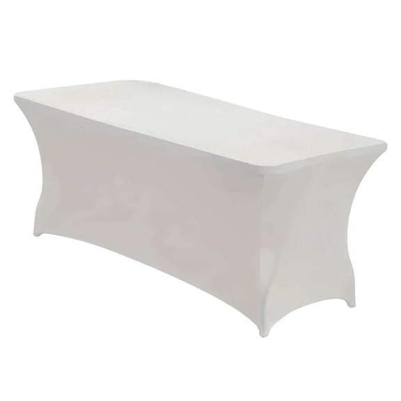 White Stretch Fitted Table Cover, 71.7", by Way To Celebrate