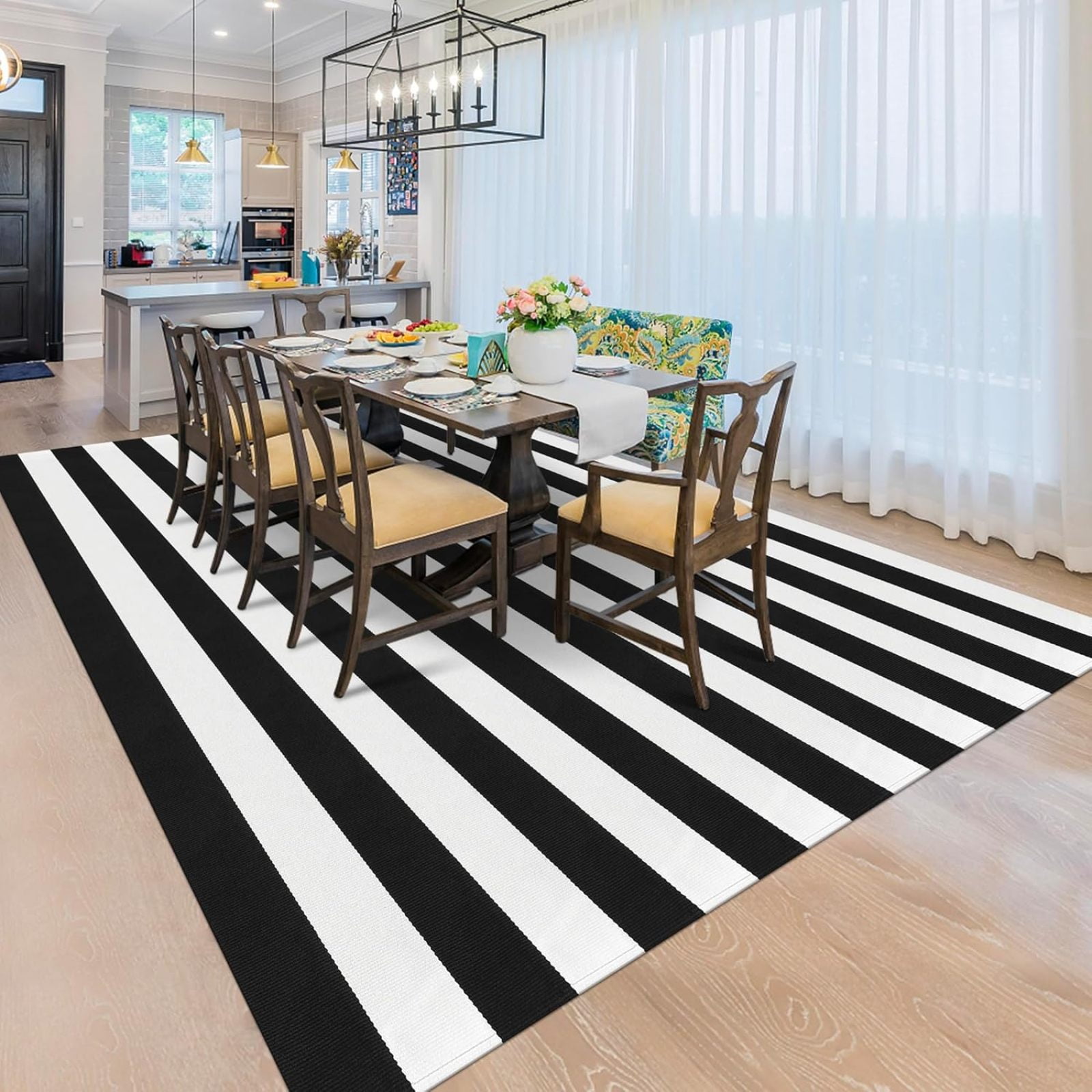 Black And White Striped Rug Retro Farmhouse Striped Outdoor Rug Washable Indoor Outdoor Area Rug For Living Room Bedroom Dining Room Home Decor Carpets 3x4ft
