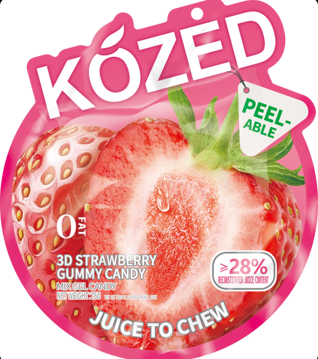 Kozed Strawberry Juice Gummy Candy, Individually Wrapped 5-Pack