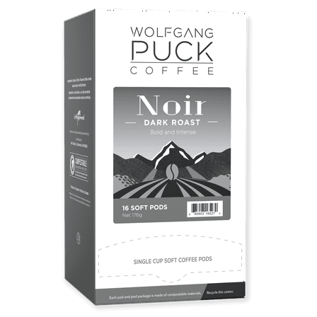 Wolfgang Puck Coffee Soft Pods, Noir, Dark Roast, 16 count (pack of 1)
