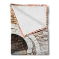 thumbnail image 2 of Rustic Soft Flannel Fleece Throw Blanket, Timber Door with Life in Venice Italian Mediterranean Culture Tourist Place Print, Cozy Plush for Indoor and Outdoor Use, 50" x 60", Red Brown, by Ambesonne, 2 of 5