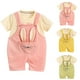 thumbnail image 4 of Odeerbi 0-5 Años Niños Niñas Trajes Conejo Bib Pantalones Cortos Generales Con Algodón Manga Corta Camiseta Conjunto de Verano Correa Romper Mono Traje de Juego, 4 of 4
