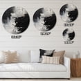 thumbnail image 4 of Designart "Delicate Brushstrokes Black and White II" Abstract Marble Metal Round Wall Decor, 4 of 5
