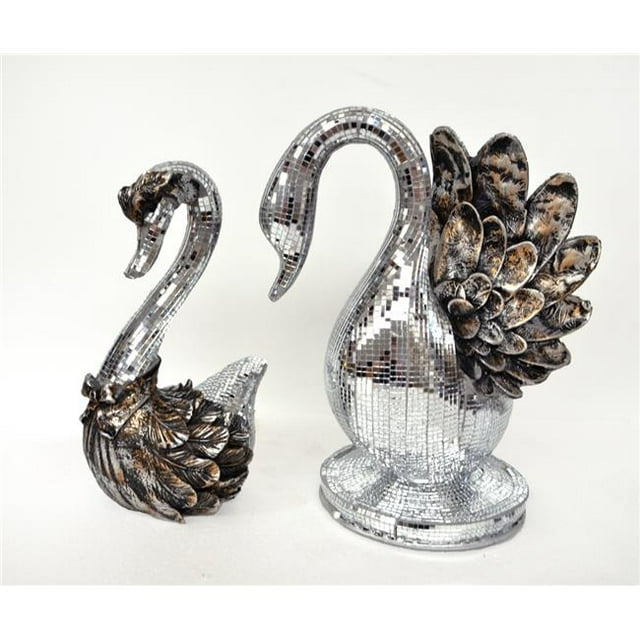 AFD Home 12003592 Résine Galène Cygnes&44; Multi Couleur - Lot de 2