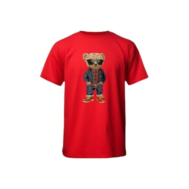 Playera De Oso Fashion Ropa Para Hombre Color Rojo Talla Mediana Marca Emil SaEs