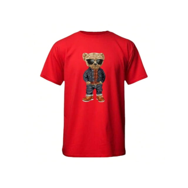 Playera De Oso Fashion Ropa Para Hombre Color Rojo Talla Chica Marca Emil SaEs