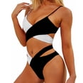 thumbnail image 1 of Traje de baño para mujer, traje de baño sexy dividido, bikini cruzado de dos colores, traje de baño para playa y piscina de verano, 1 of 7