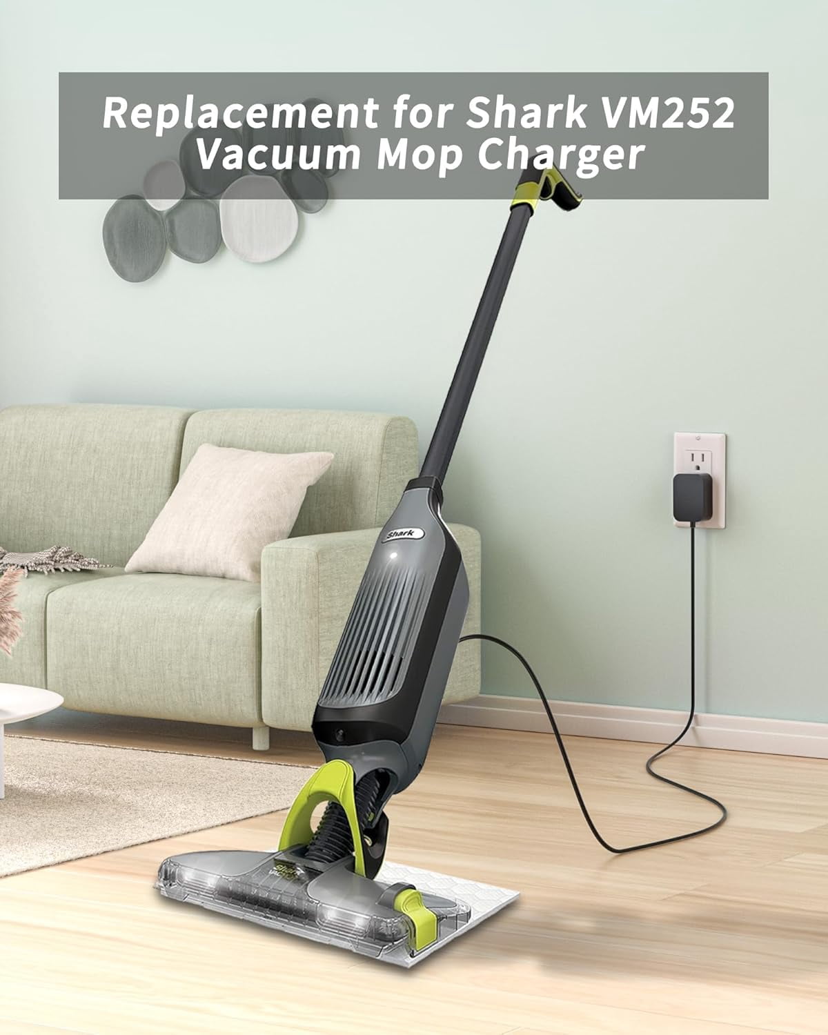 Replacement for Shark Vacmop Charger - 13.3V Versatile Dual Connector Compatible with Shark VM252 VM251 VM252C QM250 VM200(Old) VM200C VC200 UM205 VC205 Hard Floor Vacuum Mop