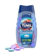 Tums Smoothies Extra Strength Heartburn Relief Chewable Tablets, Berry Fusion, 140 Ct