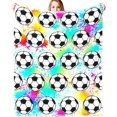 thumbnail image 2 of Super Soft Soccer Blanket Throw Soccer Ball Blankets Lightweight Flannel Warm Cozy Football Blanket Gifts for Sport Fans Kids Adults 50"X40", 2 of 6