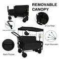 thumbnail image 3 of 3-in-1 Folding Wagon Cart with Canopy and Storage, All-Terrain Wagon with Cup Bags, Foldable Outdoor Wagon for Camping, Beach, Sports, Garden, 500LBS Weight Capacity, 180L Capacity, Black, 3 of 8