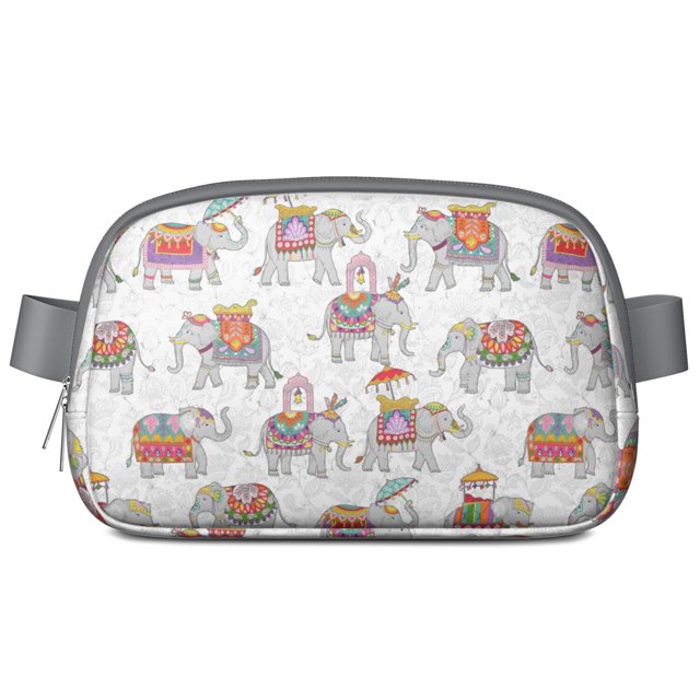 Tribal Elephant Fanny Pack – Boho Chic Elephant Design Waist Bag, Hands-Free Travel Essential for Commuters & Students