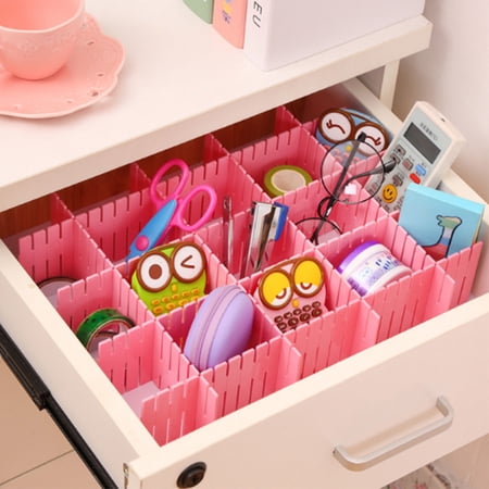 Drawer Divider Adjustable Diy Storage Organizer Separator for Tidying Clutter Cutlery Makeup Clothes of Dresses, Desk & Box in Kitchen Bathroom Bedroom Office,4Pcs