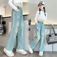 thumbnail image 4 of XXWXYD Clearence Ripped Wide Leg Jeans Korean Street Fashion Loose Fit Destroyed Denim Autumn 2025 for Tween Girls (9-14Y) Grunge Style, 4 of 8
