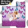 thumbnail image 4 of Purple Butterfly Leopard Pattern Teens Toddler Nap Mat with Pillow, Sleeping Mat Bag for Preschool Daycare 59"x22", 4 of 6
