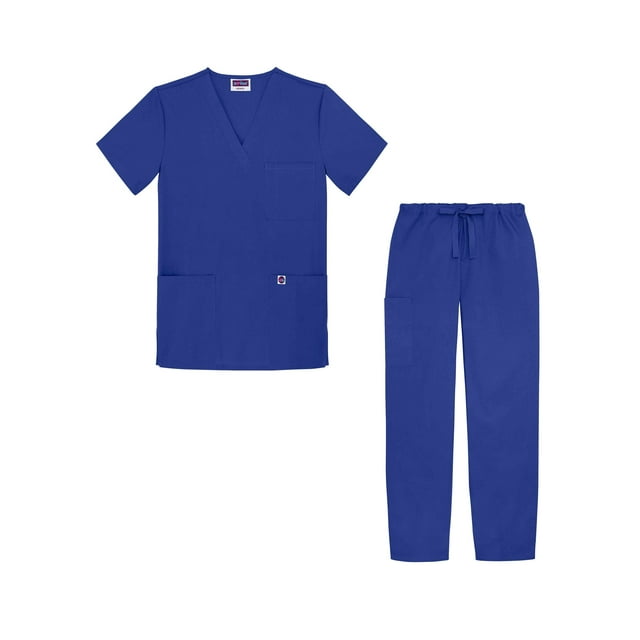 Sivvan Unisex Classic Scrub Set V-neck Top/Drawstring Pants Available in 12 Solid Colors