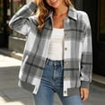 thumbnail image 5 of Perfectbot Women's Plaid Shacket, Button Down Shirt Jacket with Ribbed Hem, Relaxed Fit Fall Outerwear, 5 of 8