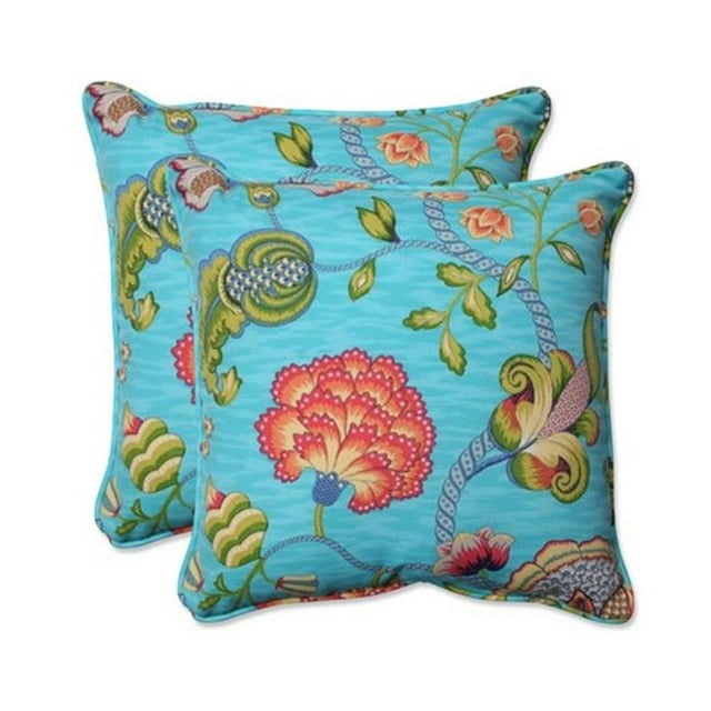 Pillow Perfect 591872 Intérieur-Extérieur Arabella Caribbean Blue Throw Oreiller&44; 18.5 Po - Lot de 2