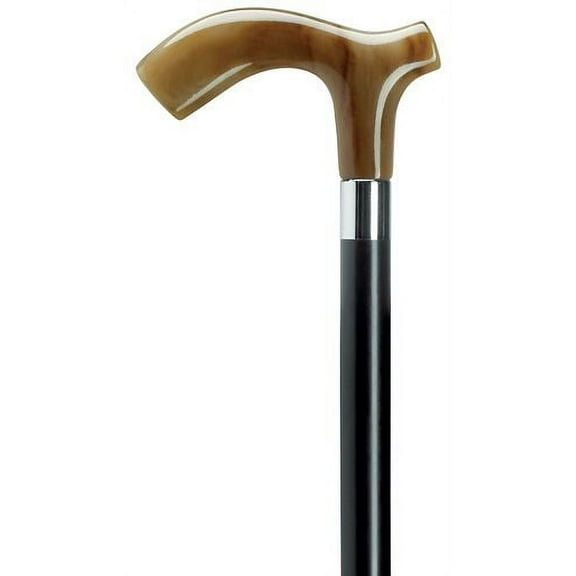 Walking Cane Men Derby Cane Black Shaft Horn Handle Ergonomic Cane