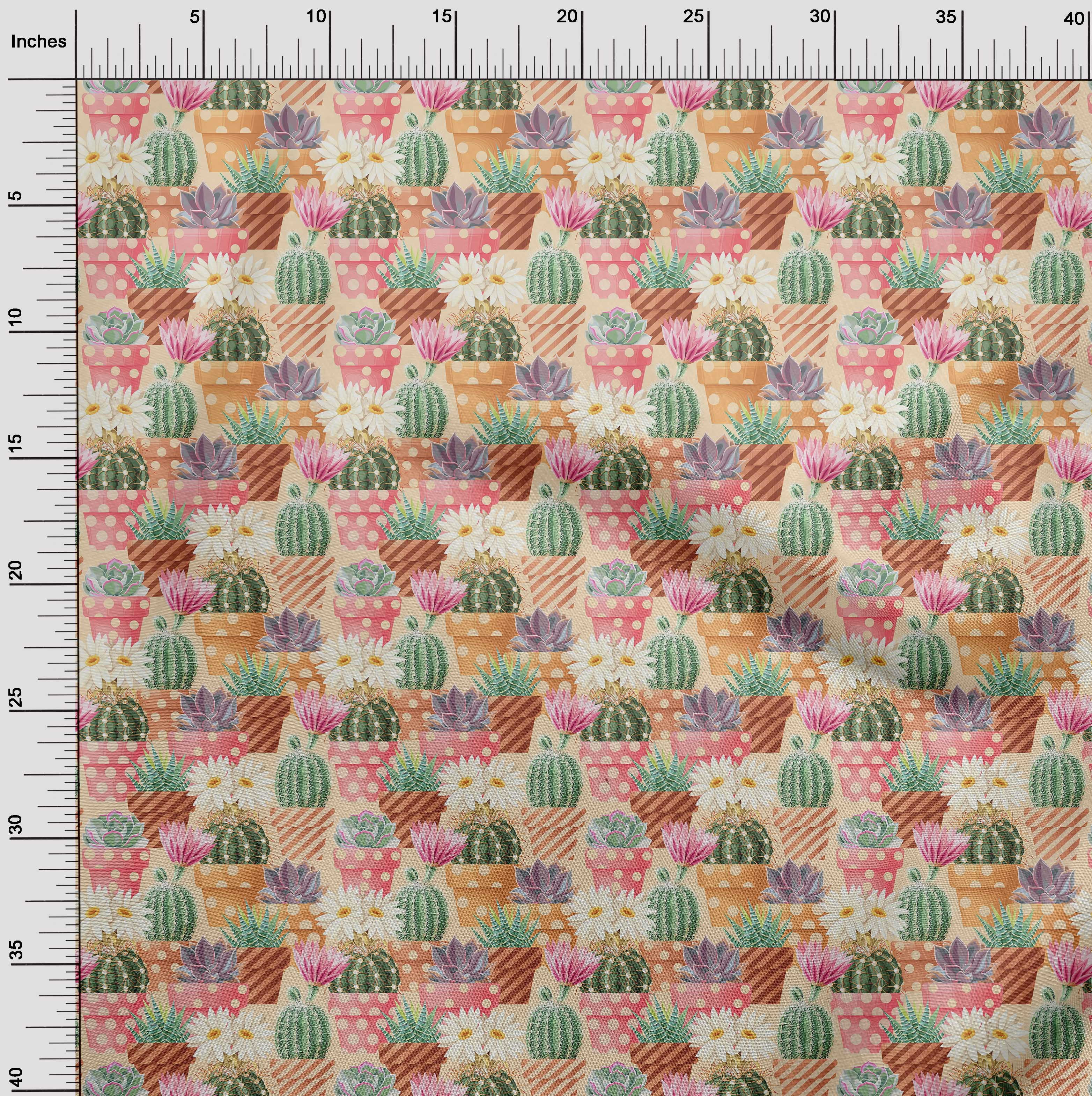 oneOone Cotton Poplin Twill Brown Fabric Plants Cactus With Flowers Sewing Material Print Fabric By The Yard 56 Inch Wide