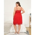 thumbnail image 4 of HDE Women's Plus Size Nightgown V Neck Satin Lace Chemise Red 4X, 4 of 6