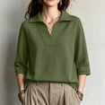 thumbnail image 5 of Taqqpue Women's Sweatshirt 3/4 Sleeve Lapel Half Zip Up Sweatshirt Solid Color Oversize Hoodless Hoodies Loose Fit Casual Pullover Tops with Pockets for Women, 5 of 9